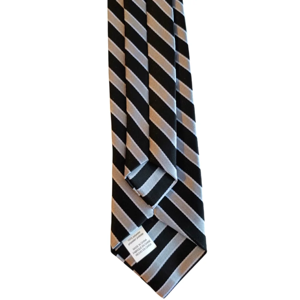 Boys Black and Silver Clip On Tie
